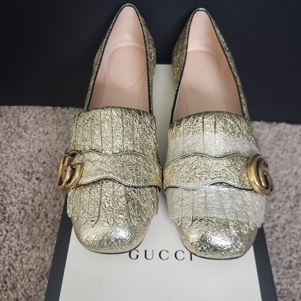 GG Marmont Flat shoes size 37.5 (10.25in length) Gold Brand New